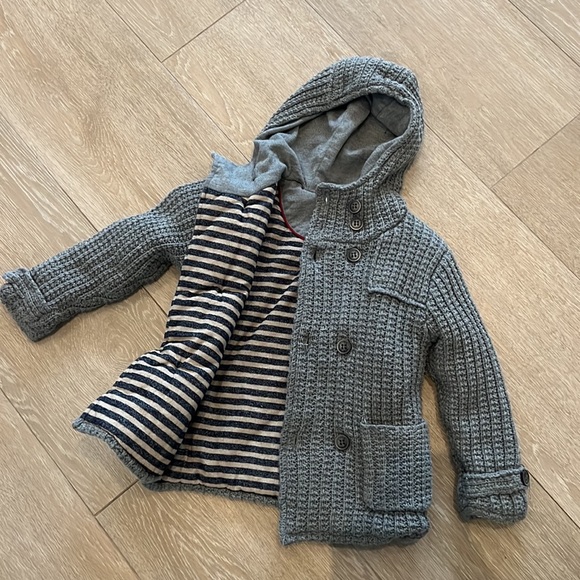 Zara hooded button down sweater jacket, gray boys size 5-6! - Picture 4 of 11